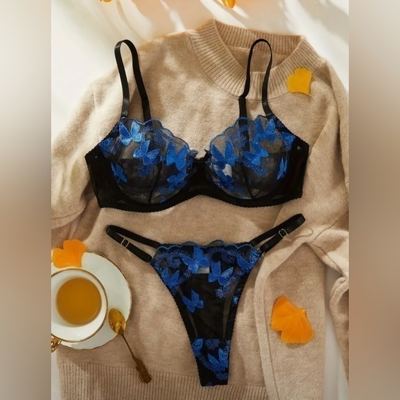 Bow Embroidery Lingerie Set - Picture 1 of 5